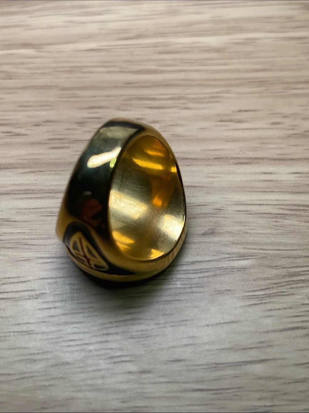 Men Stainless Steel Shield Ring with Red Cross